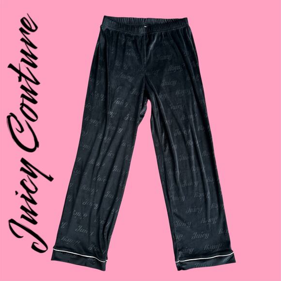 Juicy Couture Y2K Black Velour Flare Leg Pink Stripe Stretchy Sweatpants Small - Picture 1 of 6